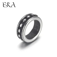 4pcs stainless steel dot ring bead 6mm large hole spacer for jewelry bracelet making metal beads diy supplies parts