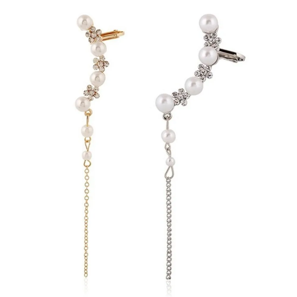 Привлекательные серьги со снежинками и искусственным жемчугом клипсы для ушей