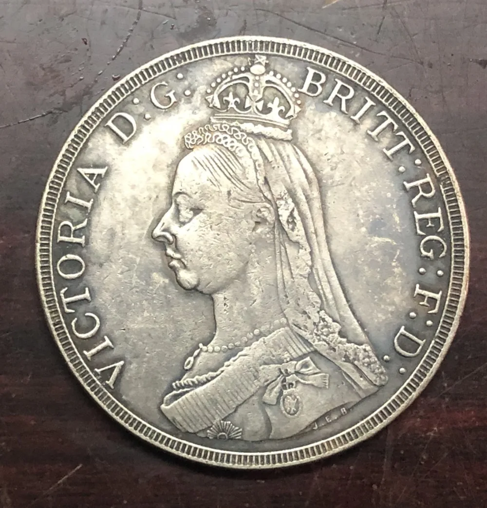 1887 Великобритания 1 Корона Виктория Посеребренная КОПИЯ монета|Безвалютные