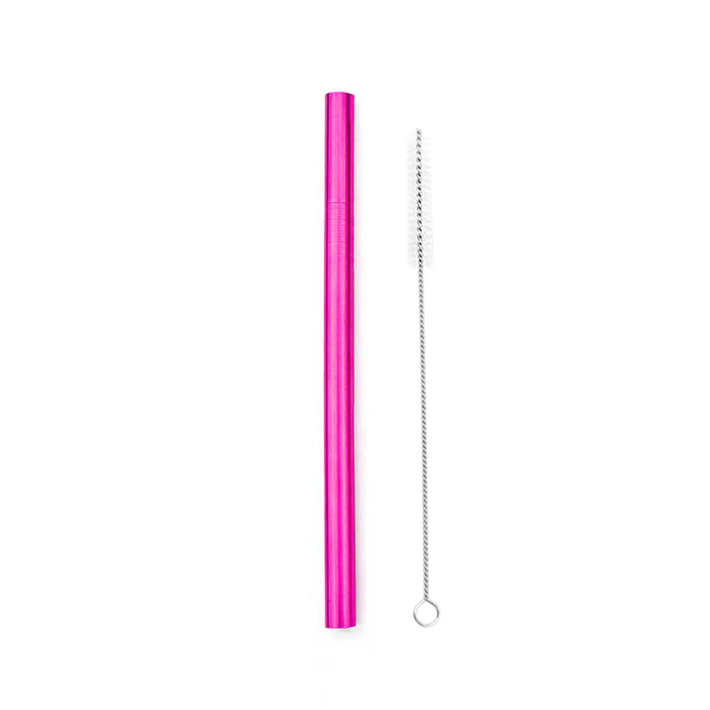 Pink Металлическая соломинка, соломинка из нержавеющей стали, многоразовые соломинки для питья, 12 мм, смузи, тапиока, жемчуг, скошенный, вечерние, 1 шт - Цвет: Pink