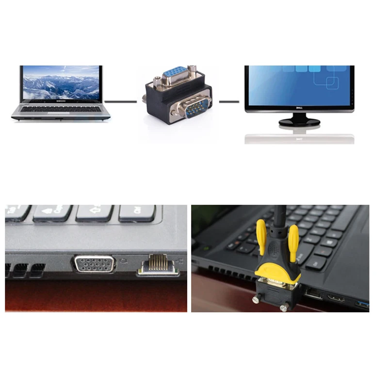90 градусов правый угол 15 Pin VGA SVGA конвертер Папа мама угловой адаптер Новый|vga vga|vga