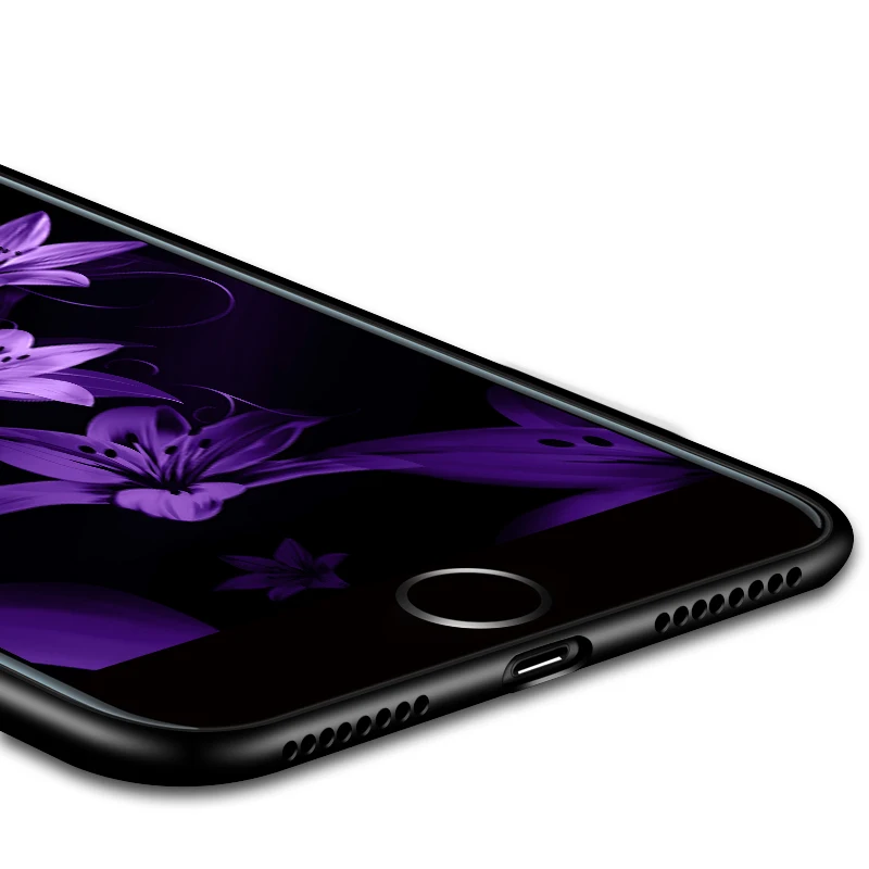 Силиконовый чехол GKK для iPhone 7 Plus 6S 6 5 5S SE мягкий из ТПУ с закаленным стеклом 360