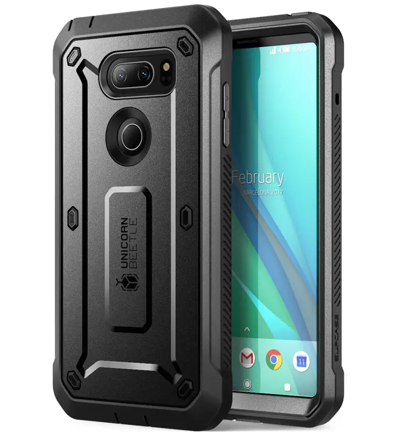 SUP чехол для LG V30 UB Pro полный корпус прочная кобура крышка со встроенной защитной пленкой для LG V30s, V30 Plus, V35, V35 ThinQ - Цвет: Black