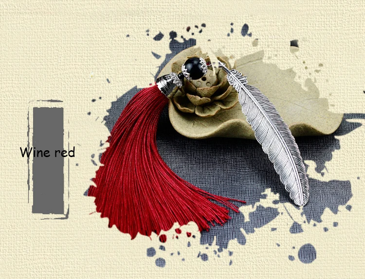 Wine Red Классическая кисточка перо металлическая Закладка китайский стиль Книга маркеры рождественские подарки для учителя студенческий приз школьные принадлежности - Цвет: Wine Red