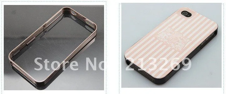 Wholesale Thin Stripe Pink 3 in 1 Protector Spade Polka Dot Linear Hard Back Cover Case Bulk for iphone 4 4S |