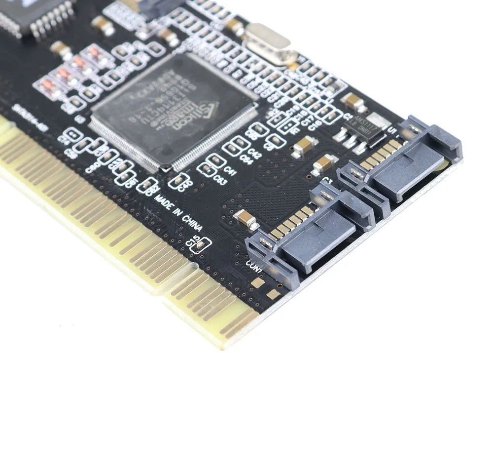 PCI 4 порта SATA рандовая RAID карта серийный контроллер ATA чипсет Sil3114 Кабели Sata|Платы