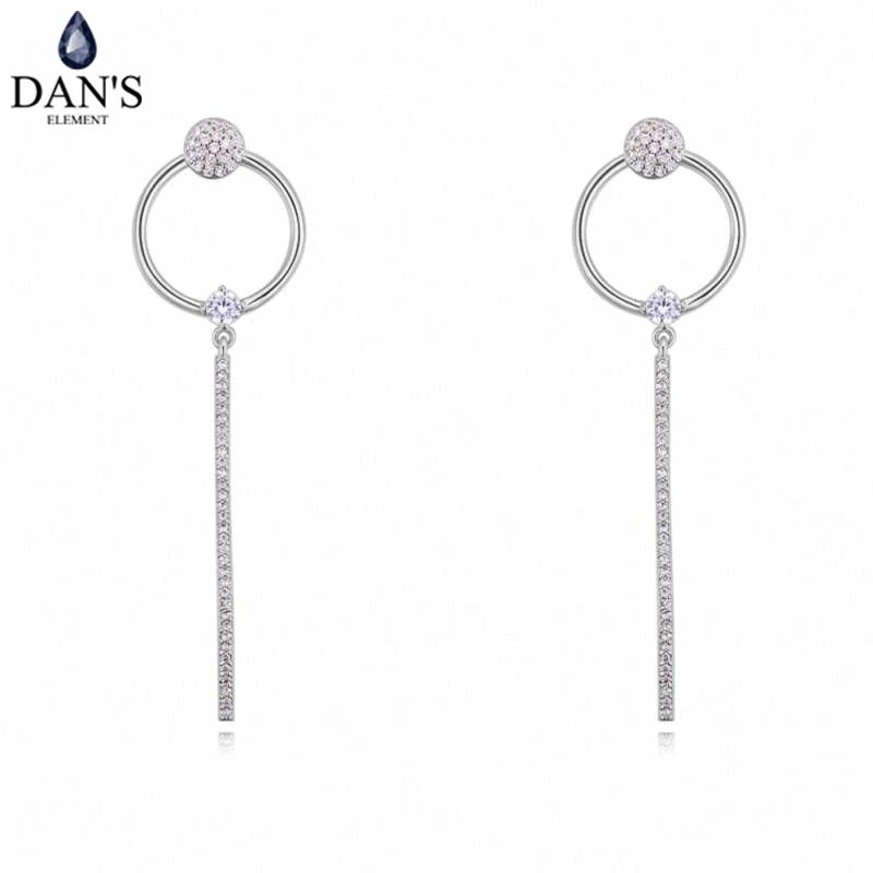 

DAN'S ELEMENT 3 Colors Real Big Brand AAA Zirconia Micro Inlays Round Stud Earrings for Women 130419