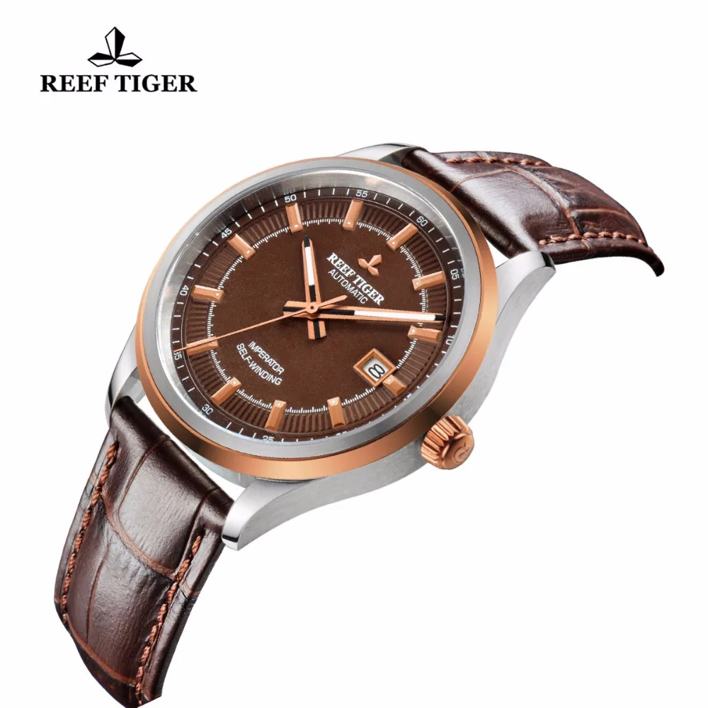 Часы Reef Tiger/RT с горячим дизайном автоматические деловые часы стальной чехол