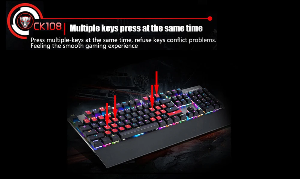 Motospeed CK108 USB Проводная игровая клавиатура с 18 режимом подсветки для рабочего стола распродажа отправка с коробкой