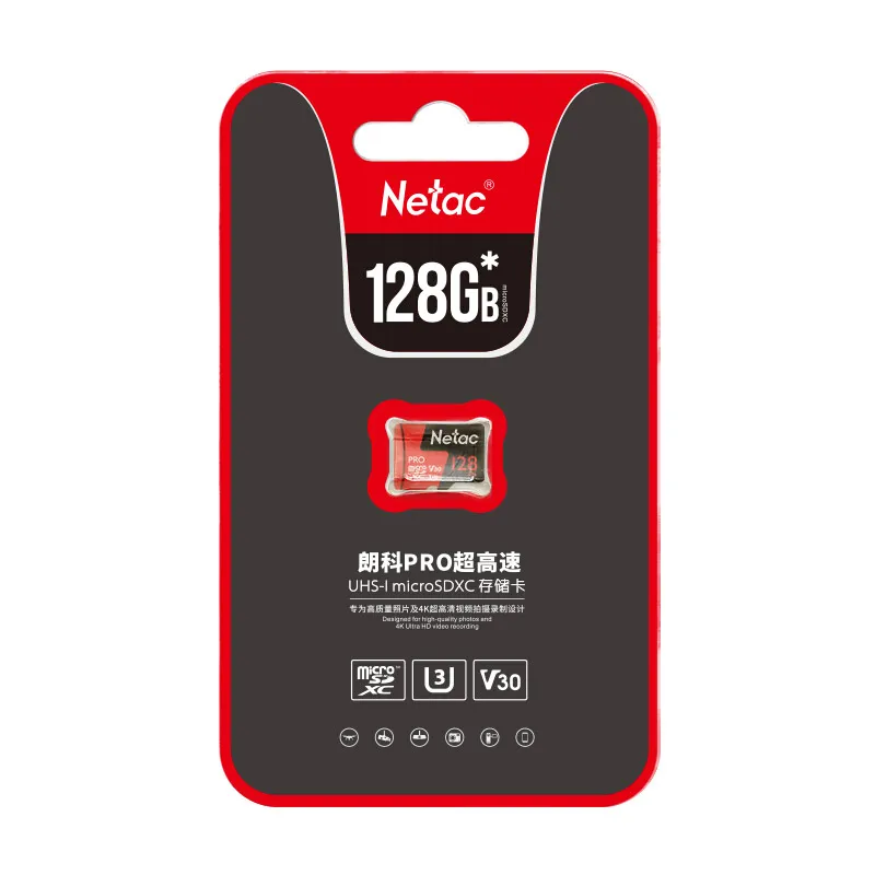 Карта памяти Netac Microsd P500 Pro 128 ГБ класс 10 microSDXC V30 U3 оптовая продажа 2018 новая флеш