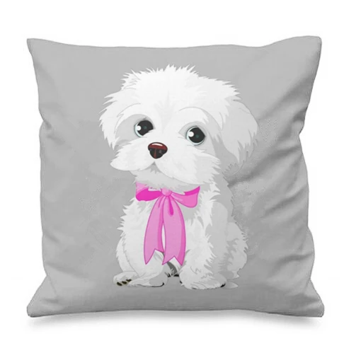 Прекрасный фермы собака Чехлы Симпатичные Мальты с розовым бантом Подушка Чехол