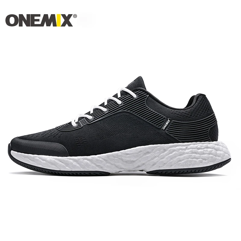 black ONEMIX энергетическая спортивная обувь для мужчин высокотехнологичные кроссовки энергетическая капля жаккард вамп супер boost подошва кроссовки - Цвет: black