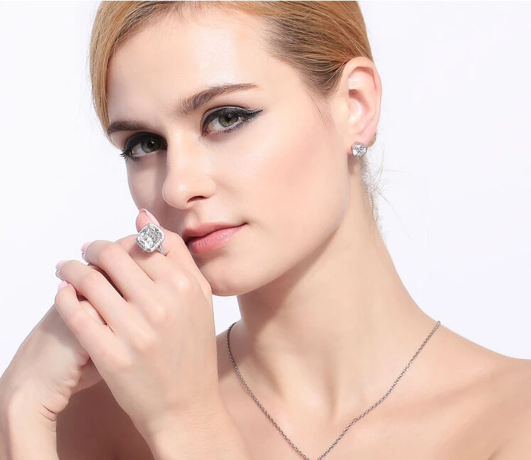 Большие украшения Женское кольцо с подушкой 10 карат ааааа фианит 14 белое золото