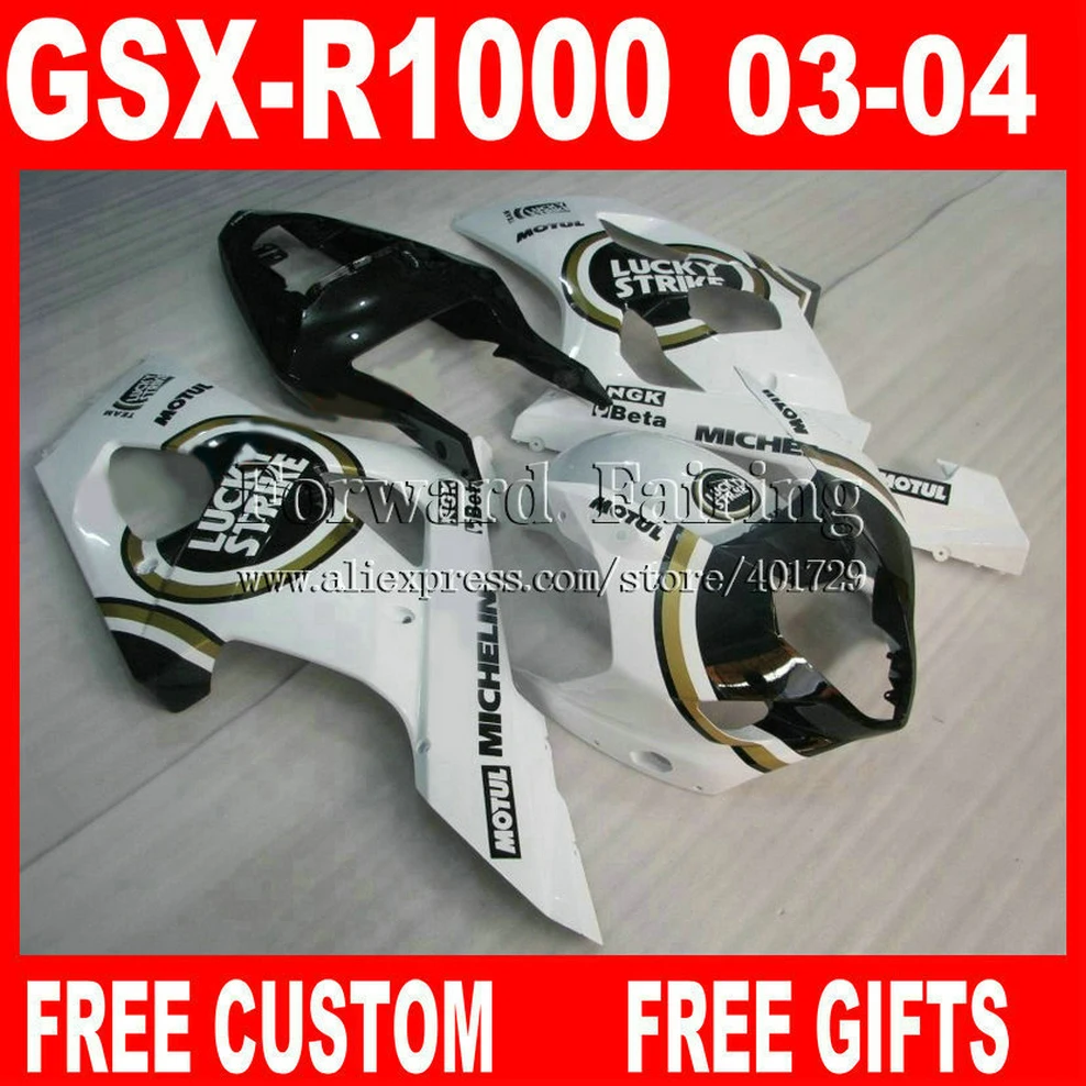 Обтекатели кузова для 2003 2004 SUZUKI GSXR1000 K3 Обтекатель Набор 03 04 GSXR 1000 glaring черный белый