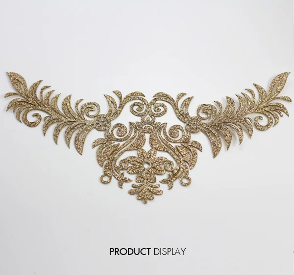 Вышитый Блестящий Золотой цветок аппликация из ткани костюмы наклейки утюжок на