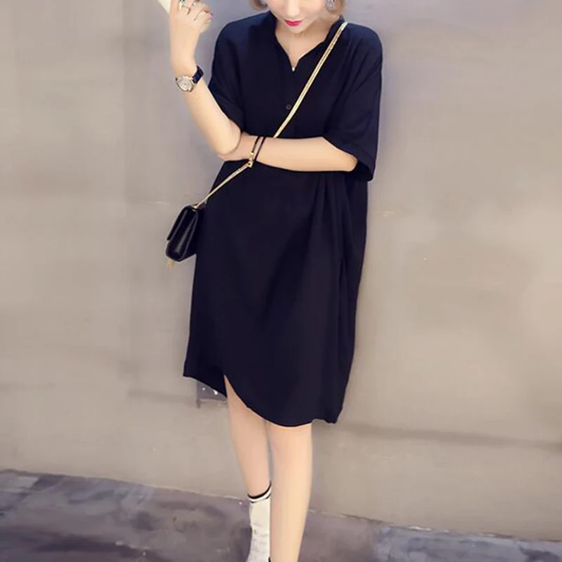 Женское платье с v-образным вырезом и коротким рукавом однотонная Пляжная