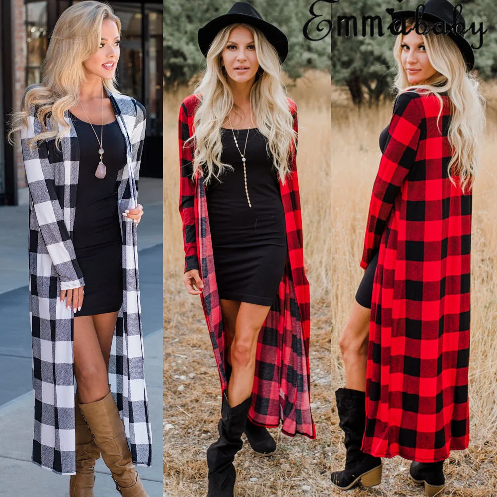 Новое поступление, Женский Повседневный длинный кардиган для бойфренда, свитер с длинными рукавами, открытые топы