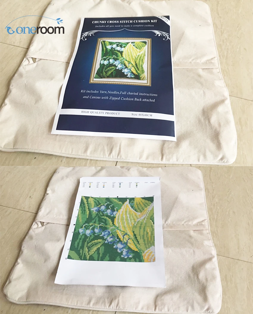 

DIY Needlework Kit Unfinished Acrylic Yarn Embroidery Pillow Tapestry Canvas Cushion Front Cross Stitch Pillowcase CX0548