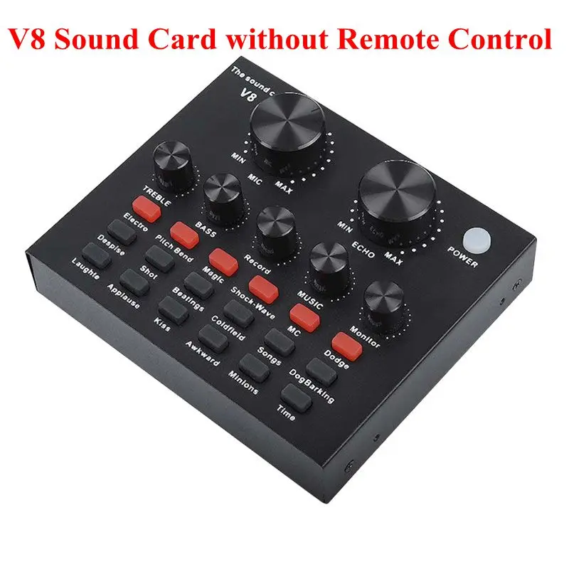 v8 sound card Аудио интерфейс звуковой карты для Bm 800, Студийный микрофон, аудио интерфейс, внешняя звуковая карта для bm800 mikrofon Placa de som - Цвет: v8 sound card