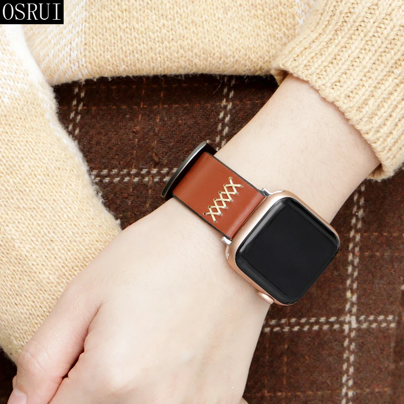 Ремешок для Apple watch 4 кожаный ремешок 42 мм 38 correa iwatch 44 40 серия 3 2 Автомобильная линия