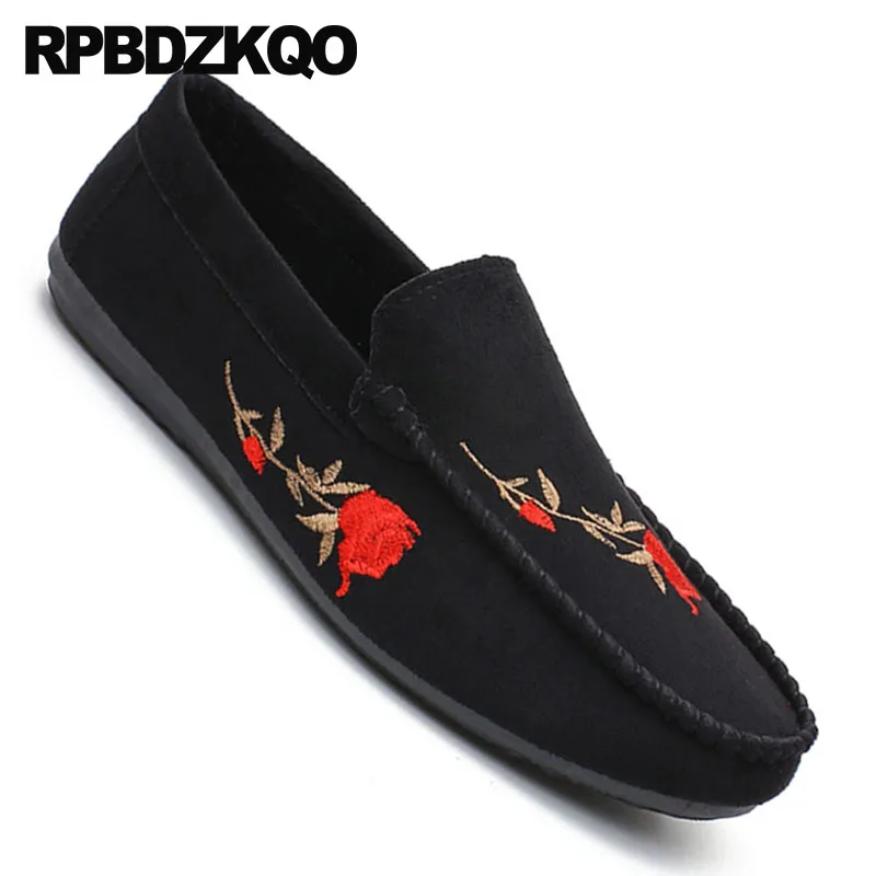 Черные лоферы в британском стиле с цветочным принтом брендовая красная обувь