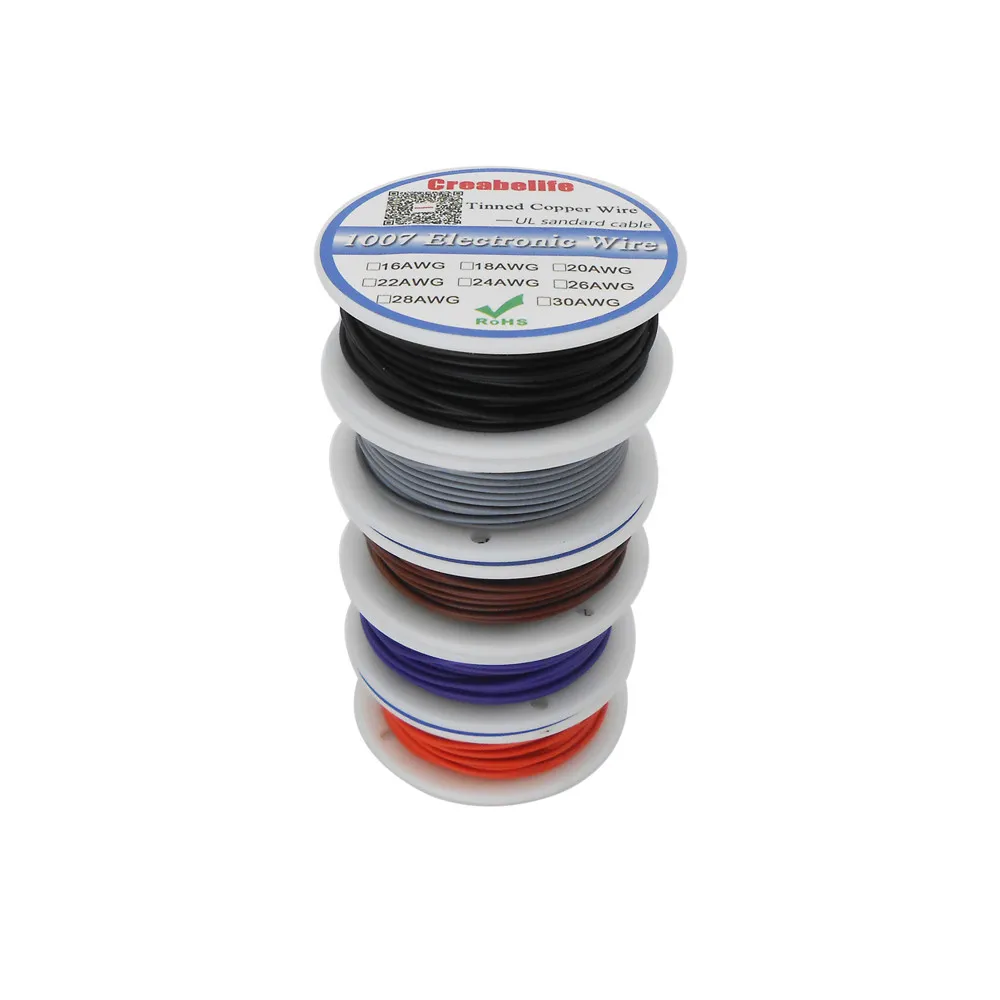 

10m UL 1007 26AWG 10 Colors Electrical Wire Cable Line Tinned Copper PCB Wire RoHS UL Certification Insulated LED Cable