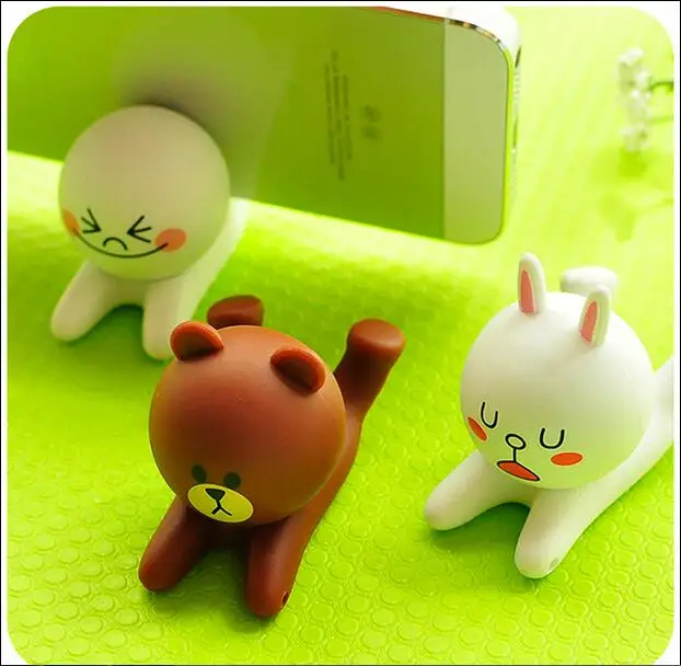 2 шт./лот симпатичный мультяшный кролик коричневый Медведь Хлеб держатель для iPhone