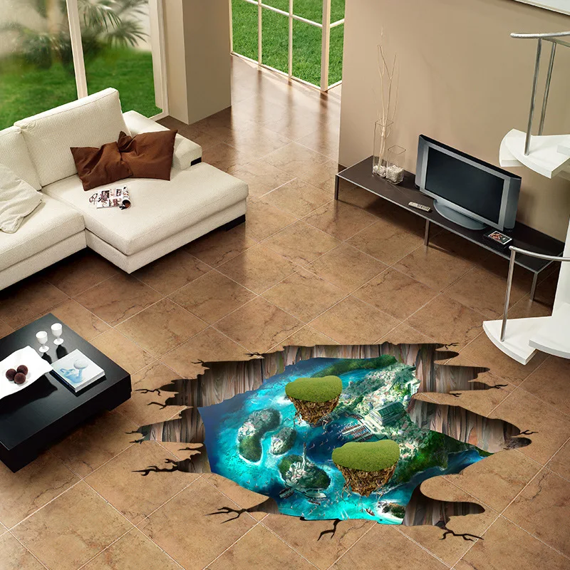 3D наклейки на пол в виде морских островов ПВХ материал Съемный Настенный постер