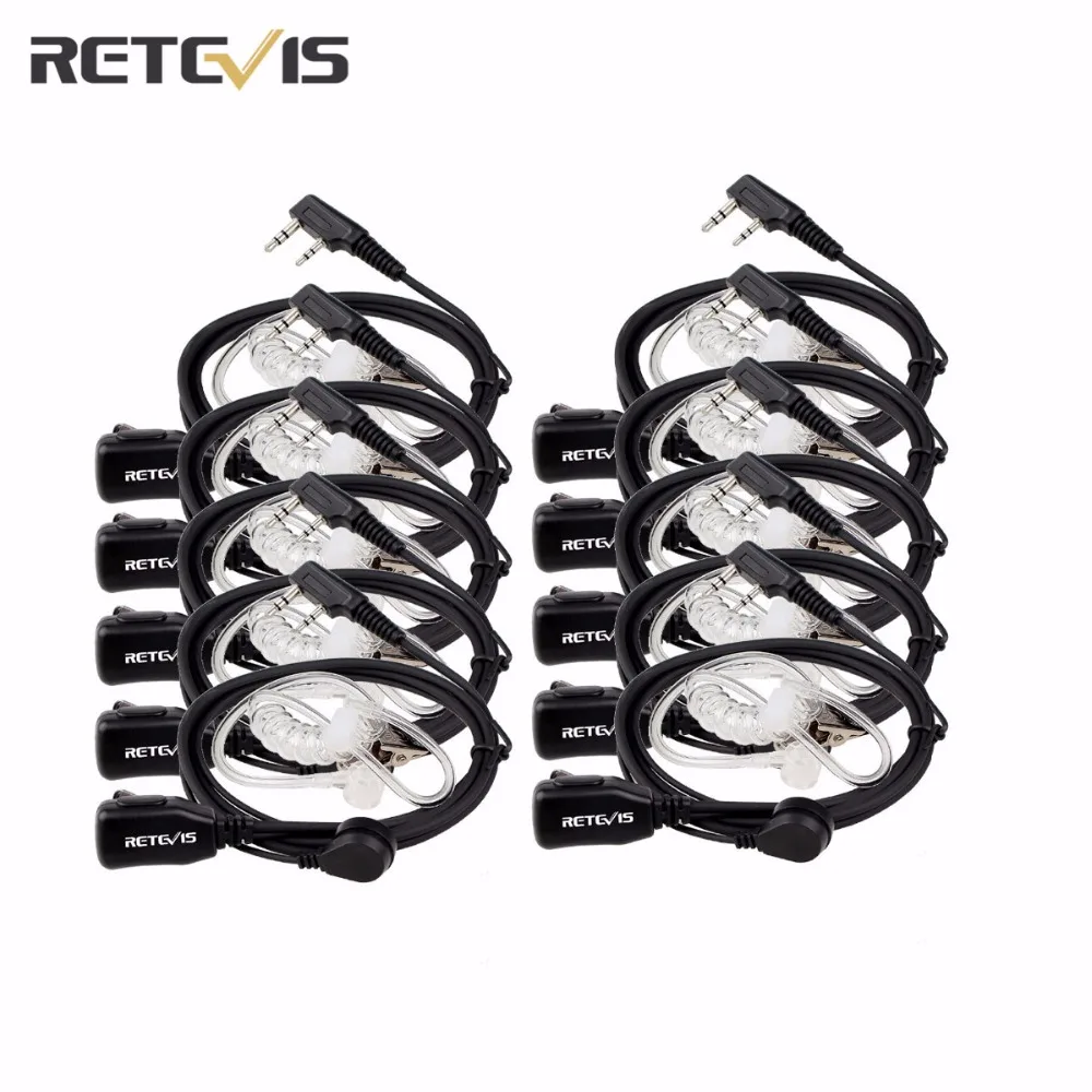 10 шт. Retevis 2 Pin PTT MIC гарнитура Скрытая Акустическая трубка в ухо наушник для Kenwood