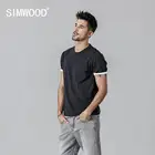 SIMWOOD 2022, летняя новая футболка, Мужская контрастная Футболка, Повседневная футболка с круглым вырезом, высокое качество, брендовая одежда, футболка 190354
