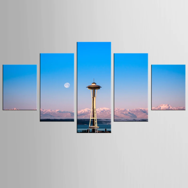 

Framed 5 Panels Canvas Print Painting landscape art prints Modern Canvas Wall Art for Wall Picture Home Decor Artwork-QJFJ/1081