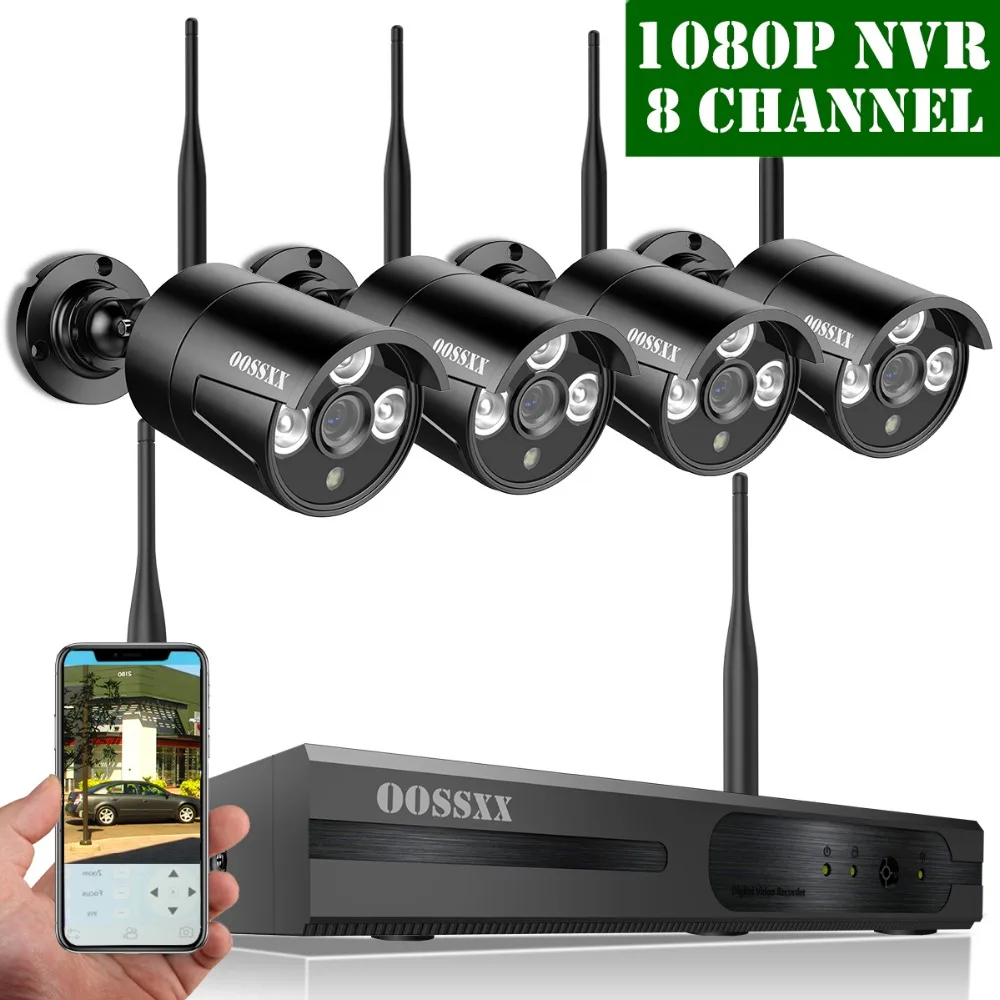 Oossxx 8CH 1080 P Беспроводной NVR Kit CCTV Камера Системы 1.0MP для дома и улицы IP66 IP P2P