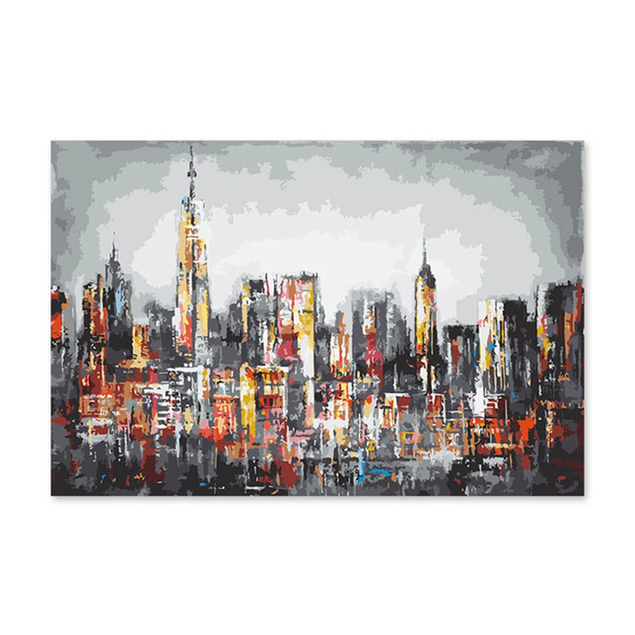 

Digital painting self portrait painted color fill handmade gift decoration City Scenery oil abstract