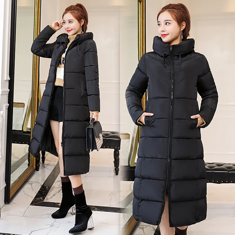 

Пальто женское зимнее длинное с хлопковой подбивкой, 3XL, размера плюс