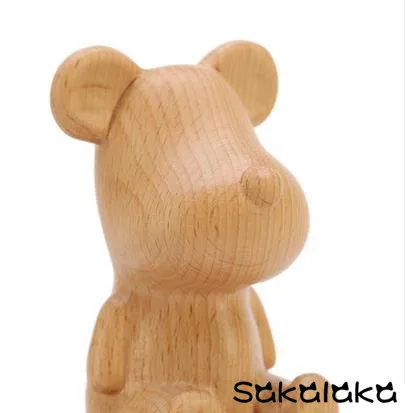 Креативный 100% натуральный деревянный милый медведь дизайн Музыкальная шкатулка