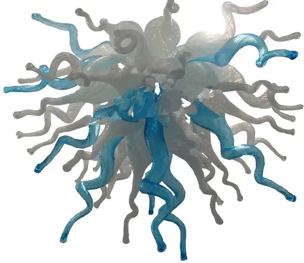 

Blue and White Colored Art Glass Chandelier Hot Sale Hand Blown Glass LED Chandelier