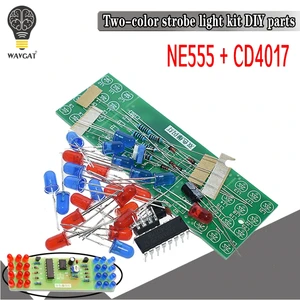 Набор для самостоятельной сборки, двухцветные мигающие огни красного и синего цветов, стробоскоп NE555 + CD4017, наборы для обучения электронной практики, Подарочные детали