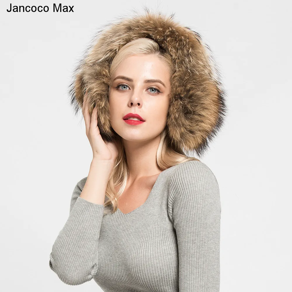 Jancoco Max+ натуральным лисьим мехом Наушники для защиты от холода, шарф, зимний теплый Одежда высшего качества шапки-ушанки Для женщин S7136