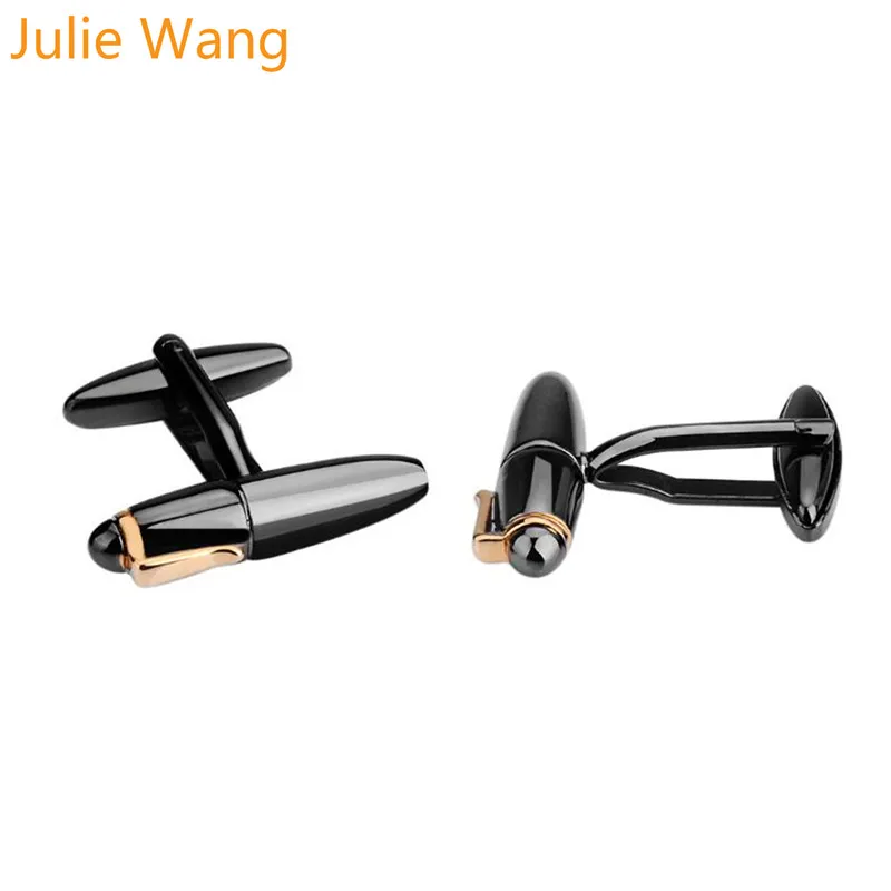 Julie Wang 1 пара пистолет черная модная ручка Запонки мужские рубашки запонки высокого качества черные запонки Бизнес подарок