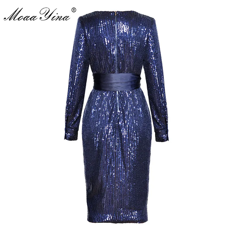 MoaaYina модное дизайнерское подиумное платье весеннее женское v образный вырез