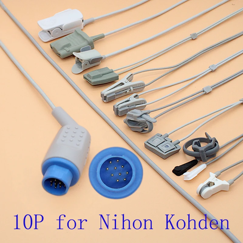 Совместимый Nihon Kohden BSM1101/2101/3101/7100/7200/8200 10pin Spo2 кабель датчика способный