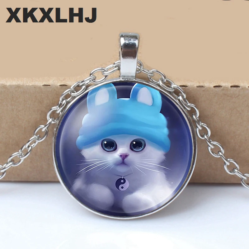 Высококачественное серебряное ожерелье для девочек с подвеской в виде кошачьего