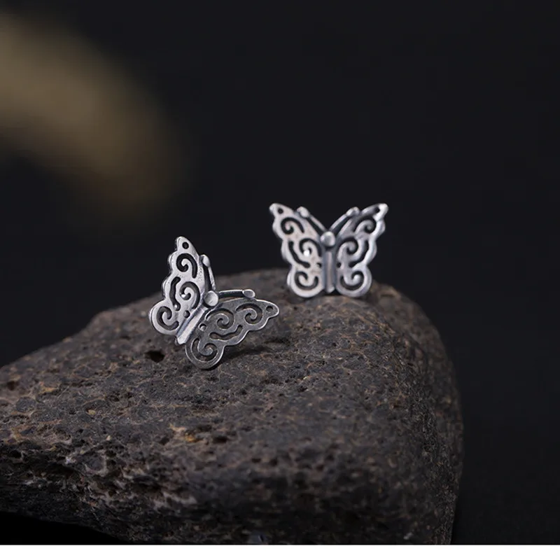 Uglyless Real 925 Sterling Silver Handmade Hollow Butterfly Stud Earrings for Women MINI Butterflies Studs Thai Jewelry | Украшения и