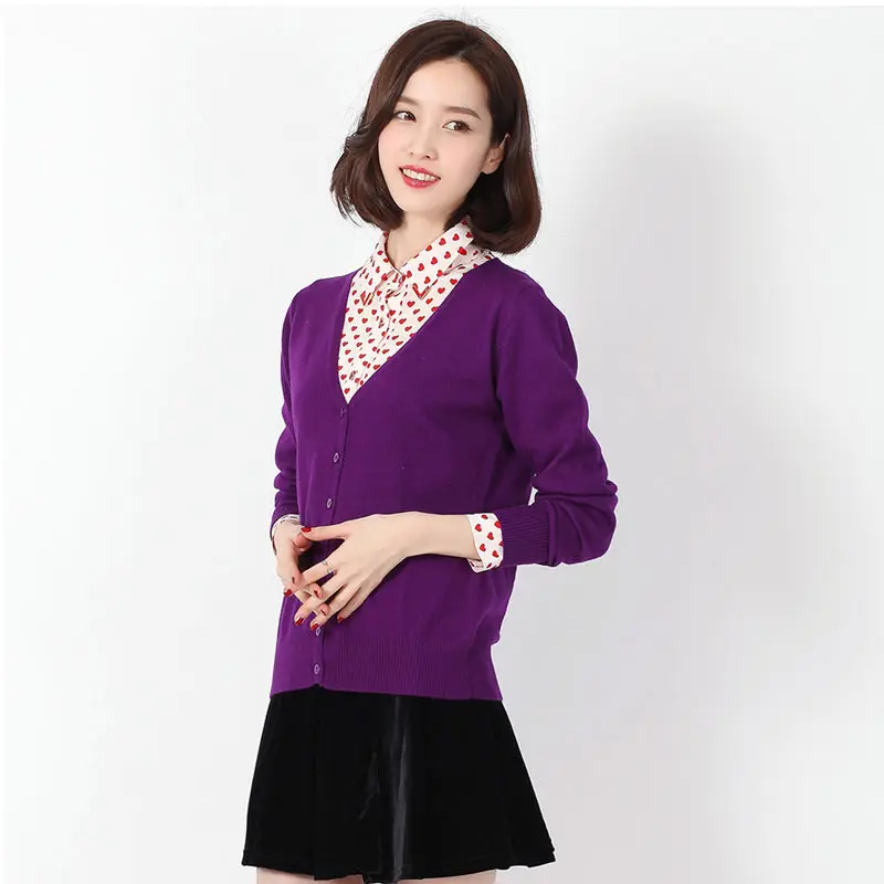 2018 New Cashmere Cardigan Female V-neck Long-Sleeved Solid Color Sweater Fashion Slim Ladies Casual Wild Jacket Women's |