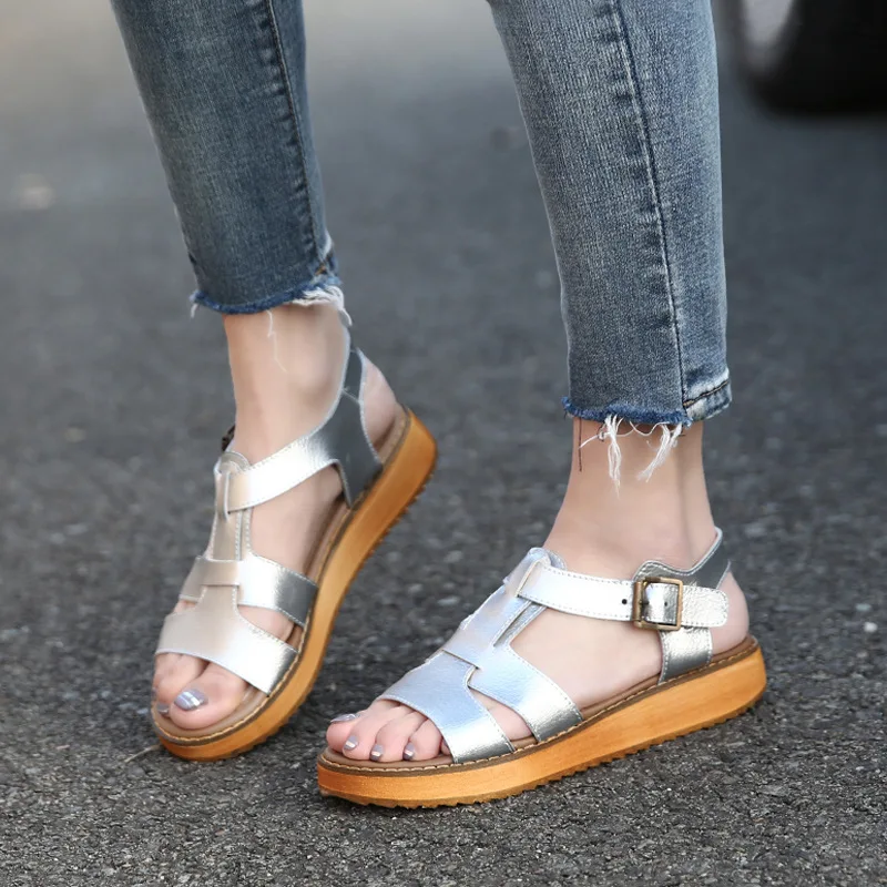 100% из натуральной кожи Босоножки в римском стиле Женская роскошная дизайнерская