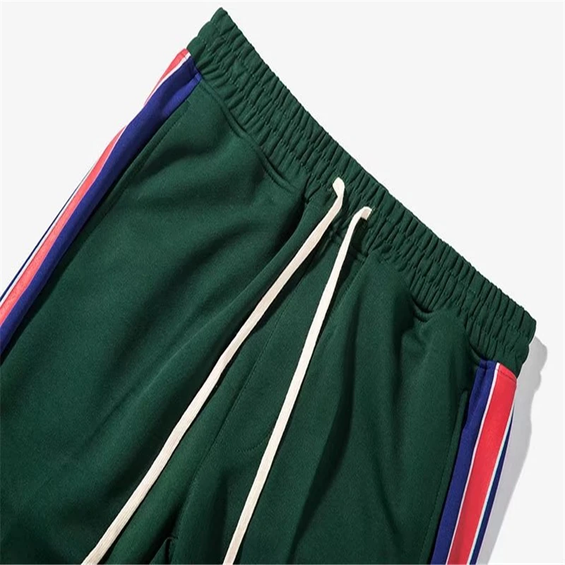 high quality 2018 Fashion Spliced pants Elastic Waist Cotton joggers Pants Men hip hop Casual sweatpants Side Plaid Pant EM153 | Мужская