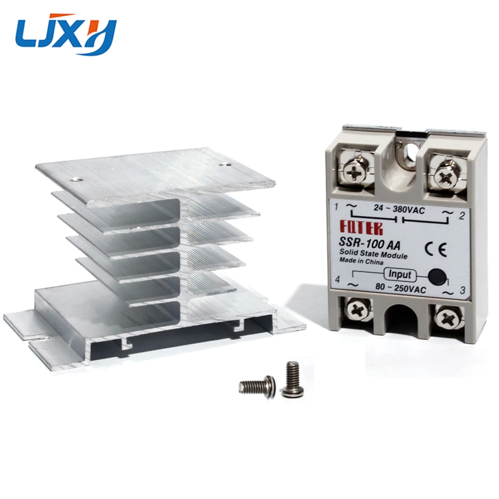 LJXH SSR 10AA 25AA 40AA 75AA 100AA твердотельное реле и алюминиевый радиатор AC в 80 250VAC вход 24 380VAC