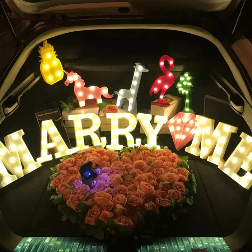 Романтический свадебный Настольный светильник искусственный алфавит буква 3D