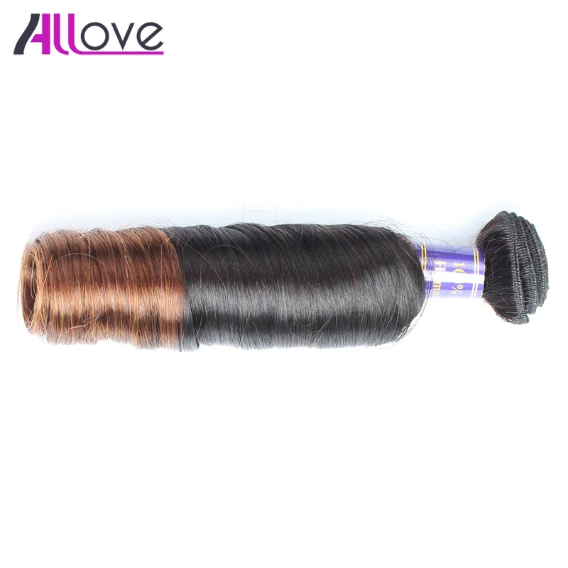 Allove 2 тон Ombre индийские Связки Волосы весна вьющиеся переплетения Пряди