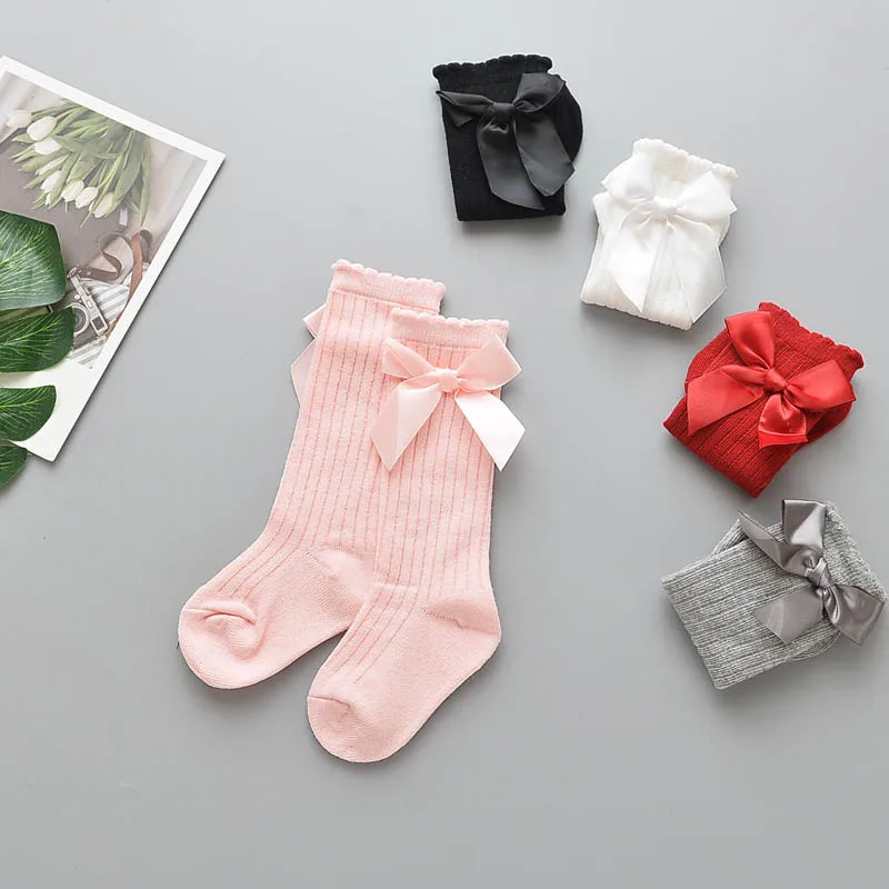 5 пар длинные носки для маленьких девочек хлопковые нескользящие осенние с